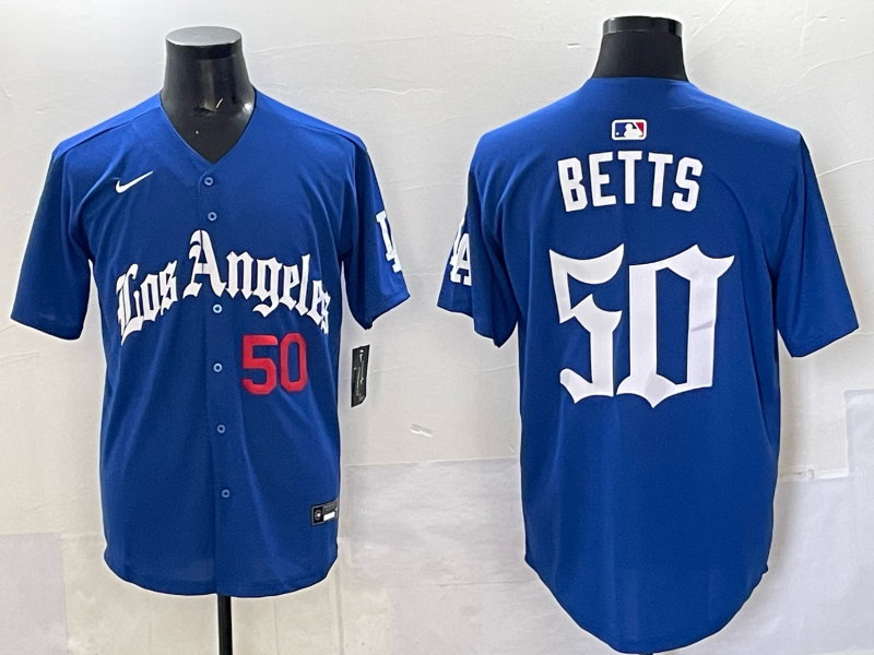 Men Los Angeles Dodgers #50 Betts Blue 2025 Nike MLB Jersey style 002